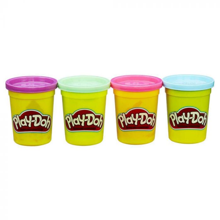 Pachet 4 cutii pasta modelatoare mov, verde, roz, bleu Play-Doh