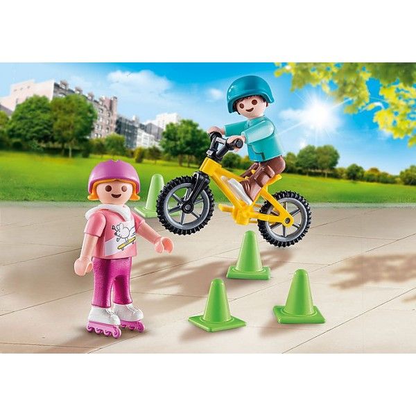 Figurina Copii cu Role si Bicicleta Playmobil, 4 ani+