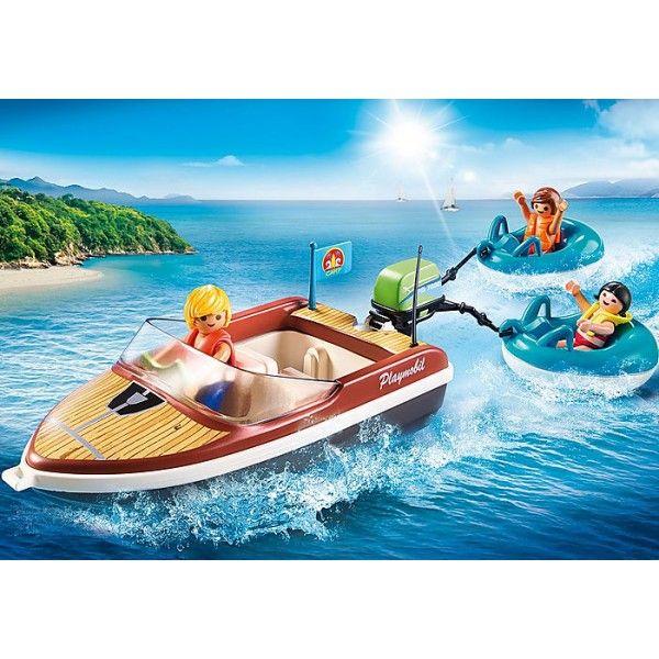 Barca cu Motor si Colacuri Playmobil, 4 ani+