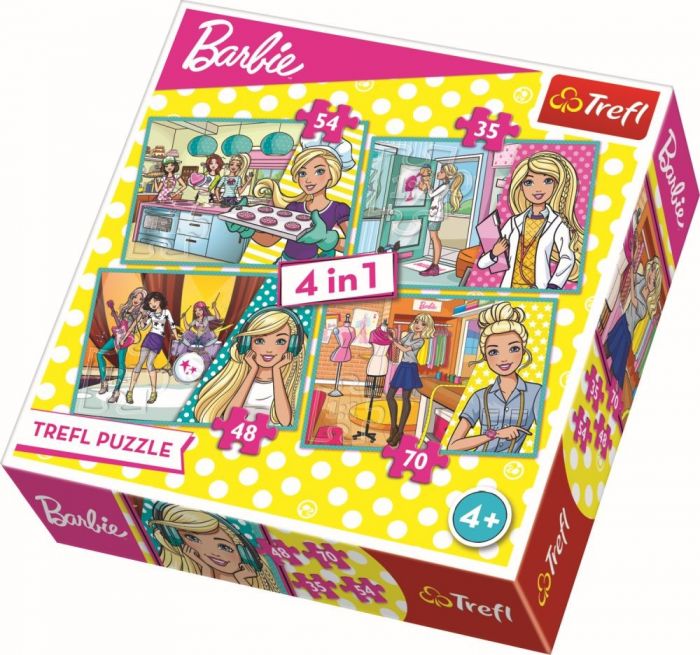Puzzle 4 in 1 Barbie face cariera Trefl, 207 piese, 4 ani+