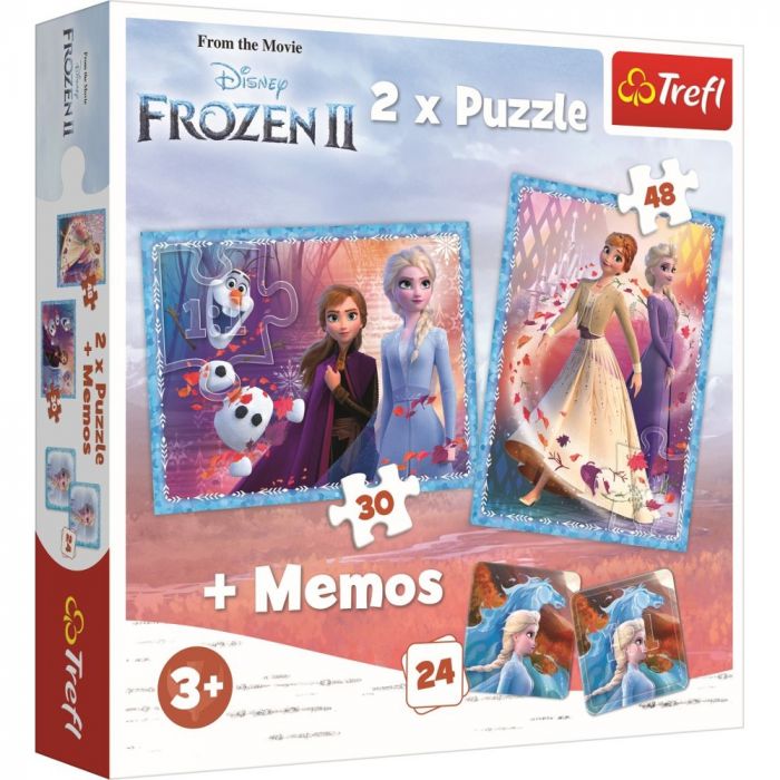  Puzzle 2 in 1 Memo Tinutul misterios Frozen 2 Trefl, 3 ani+