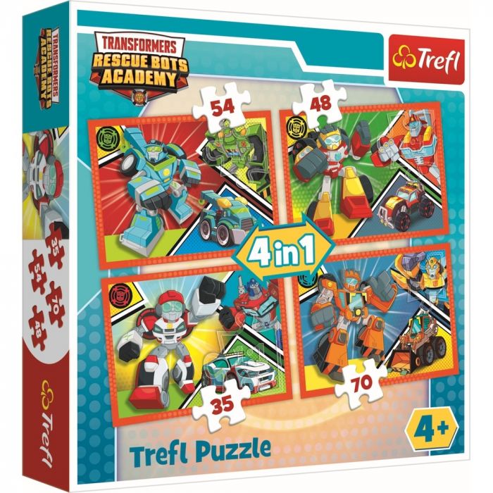 Puzzle 4 in 1 Academia Tansformers Trefl, 207 piese, 4 ani+