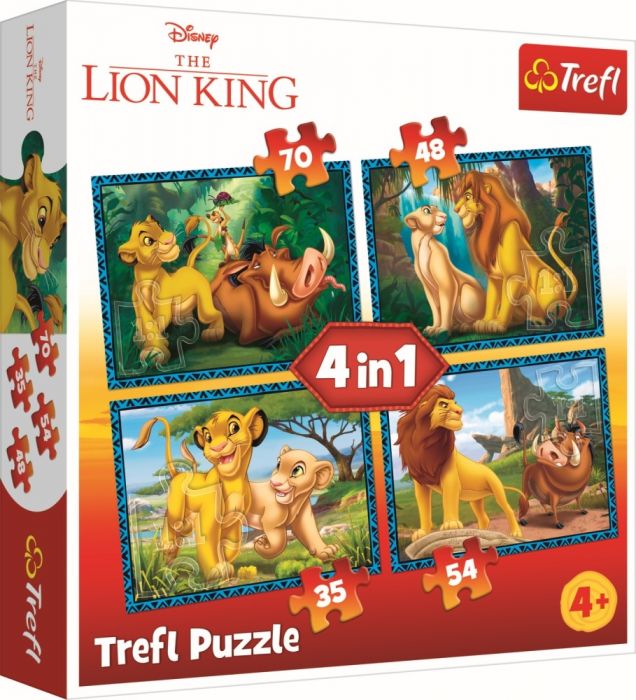 Puzzle 4 in 1 Regele Leu si prietenii Trefl, 207 piese, 4 ani+