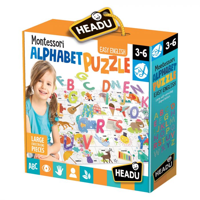 Montessori Puzzle Alfabet 3D Headu, 3 ani+