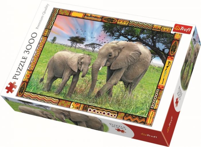 Puzzle Elefanti in savana Trefl, 3000 piese, 14 ani+