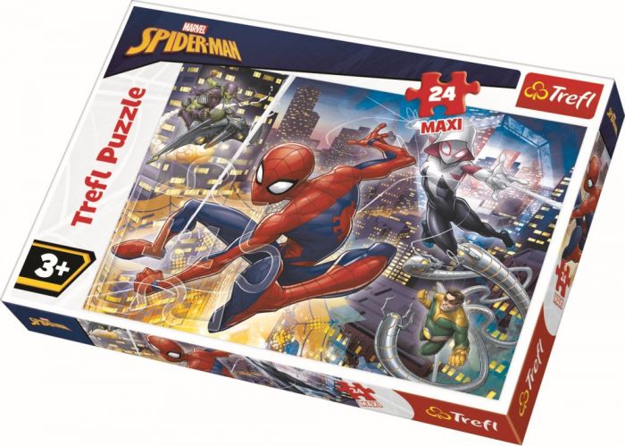 Puzzle maxi Curajosul Spiderman Trefl, 24 piese, 3 ani+