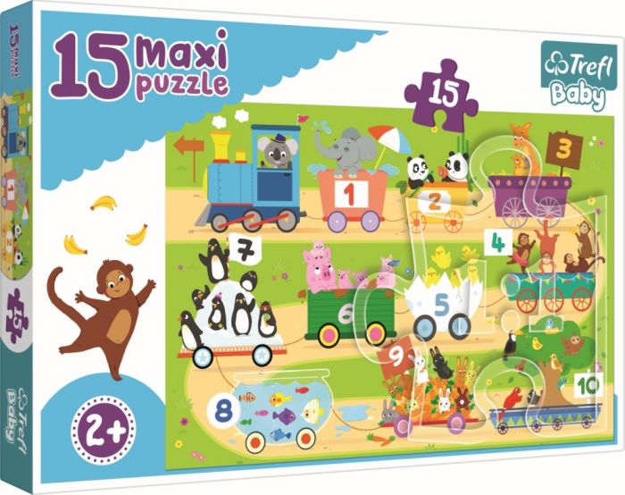 Puzzle maxi Trenul cu numere Trefl, 15 piese, 2 ani+