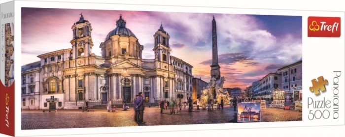 Puzzle Panorama Piata Navona din Roma Trefl, 500 piese, 12 ani+