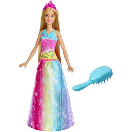 Papusa Barbie Cu Perie Si Rochita Multicolora, 3 ani+