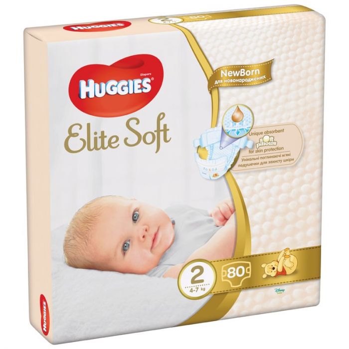 Scutece Huggies Elite Soft 2, Mega Pack, 4-6 kg, 80 buc
