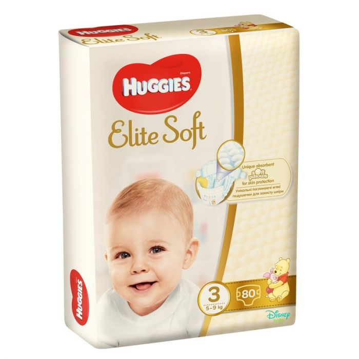 Scutece Huggies Elite Soft 3, Mega Pack, 5-9 kg, 80 buc