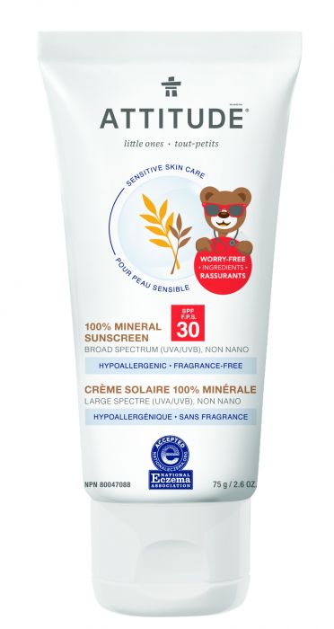 Lotiune protectie solara SPF 30 Sensitive Skin Baby Attitude, fara miros, 75 gr