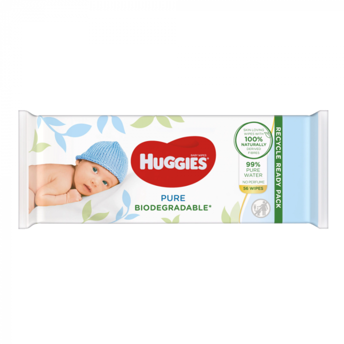 Servetele umede Huggies Pure Biodegradabile, 56 buc
