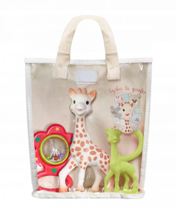 Set cadou saculet Girafa Sophie Vulli, 0 luni+

