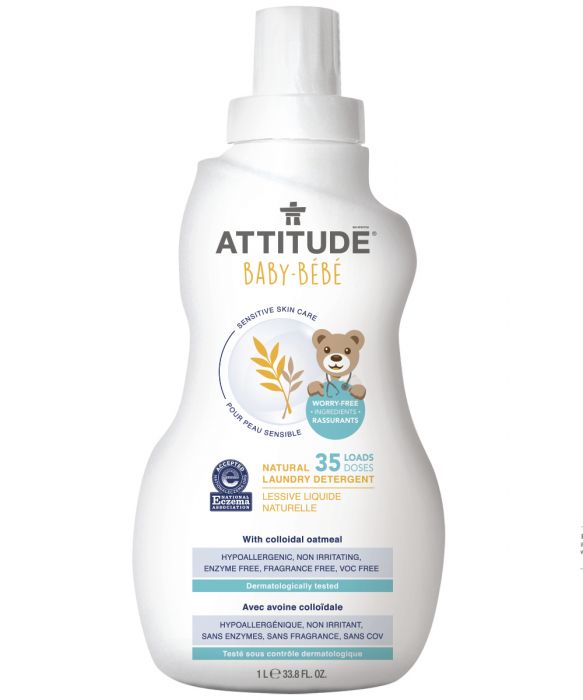 Detergent de rufe Sensitive Skin Baby Natural Attitude, piele atopica, fara miros, 1.05 L