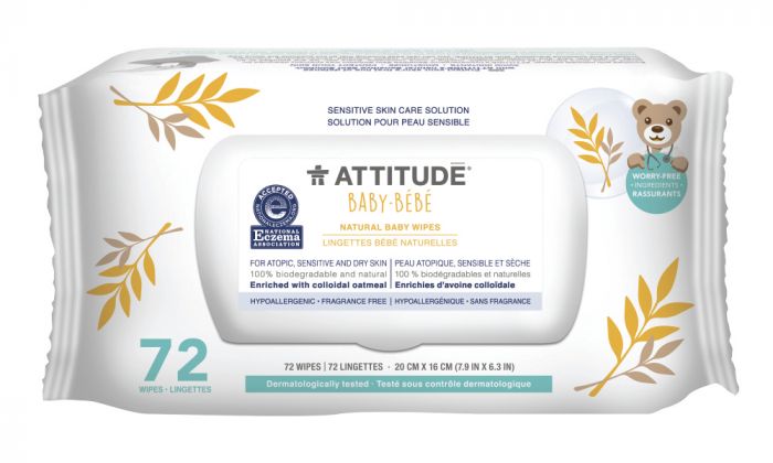 Servetele umede Sensitive Skin Natural Attitude, piele atopica, 72 buc