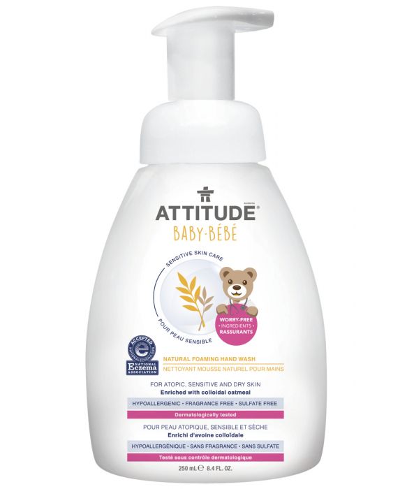 Sapun spuma de maini Sensitive Skin Baby Natural Attitude, piele atopica, fara miros, 250 ml
