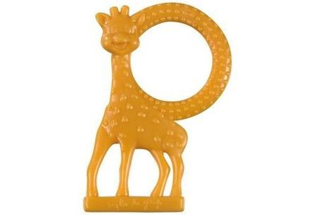 Inel dentitie Girafa Sophie Vulli, miros vanilie, in cutie cadou, Portocaliu