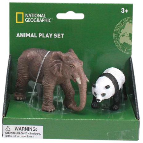 Set 2 figurine - Elefant si Urs Panda National Geographic, 3 ani+  