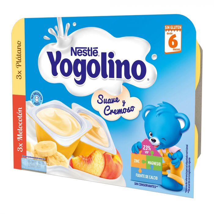 Gustare cu lapte Nestle Yogolino Creamy Duo Banane si Piersici 6x60g